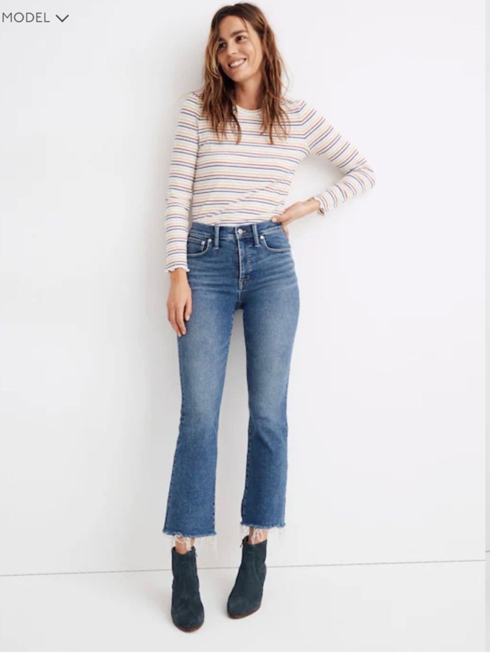 Madewell Medium Blue High-Rise Cropped Kick Flare Jeans